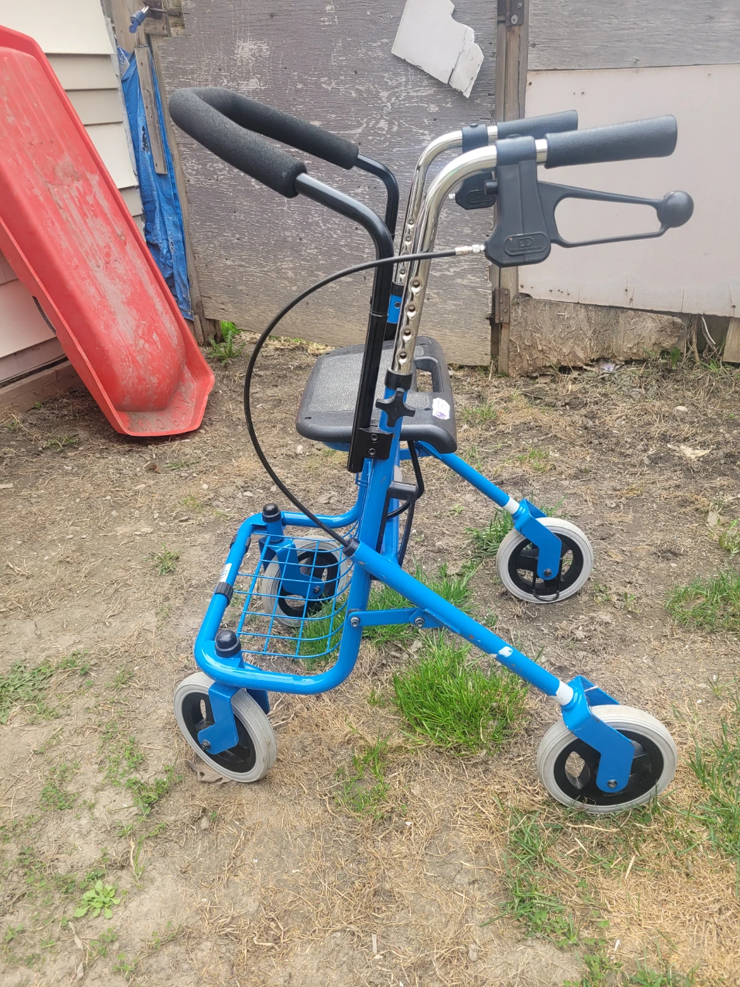 Blue Rollator 4 Wheel Walker Seat Basket - photo 5