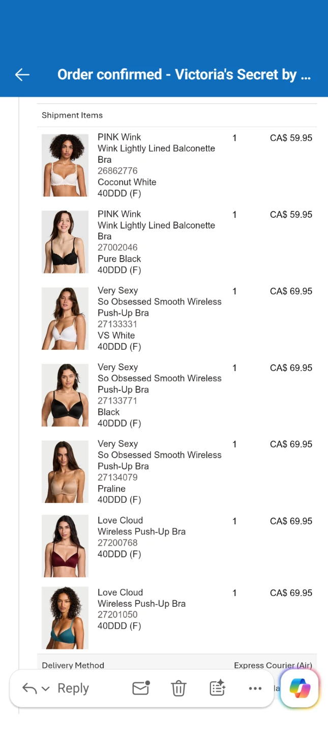 Victoria's Secret Bras - Assorted Styles/Colours size F/40DDD