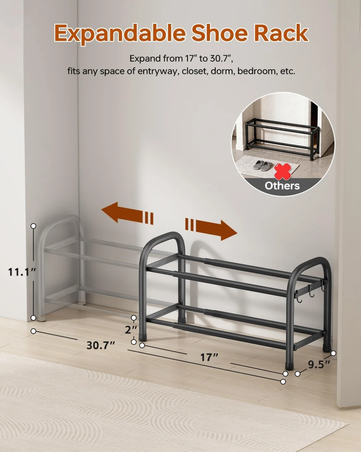 BNIB - 2 x Asuluphy Expandable 2 Tier Metal Shoe Racks - photo 2