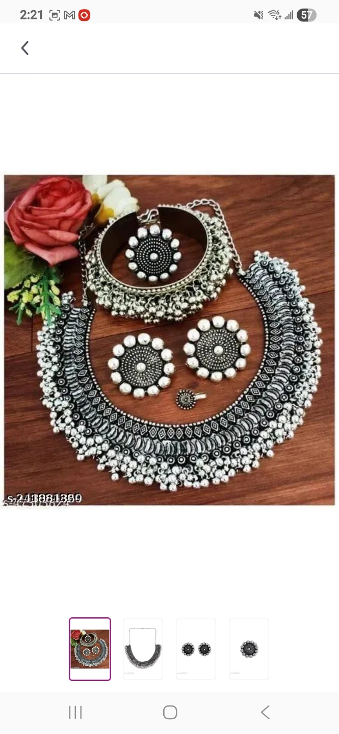 Oxidized Silver Choker Necklace and Earring Set