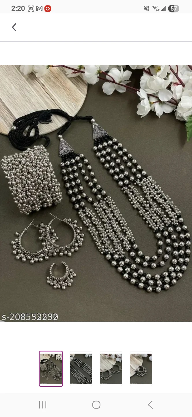 Oxidized Silver Choker Necklace and Earring Set - photo 2