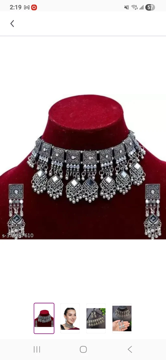 Oxidized Silver Choker Necklace and Earring Set - photo 4