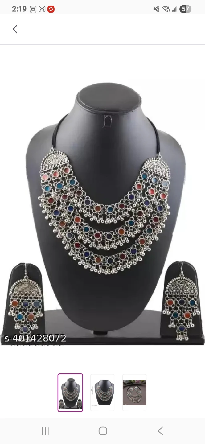 Oxidized Silver Choker Necklace and Earring Set - photo 5