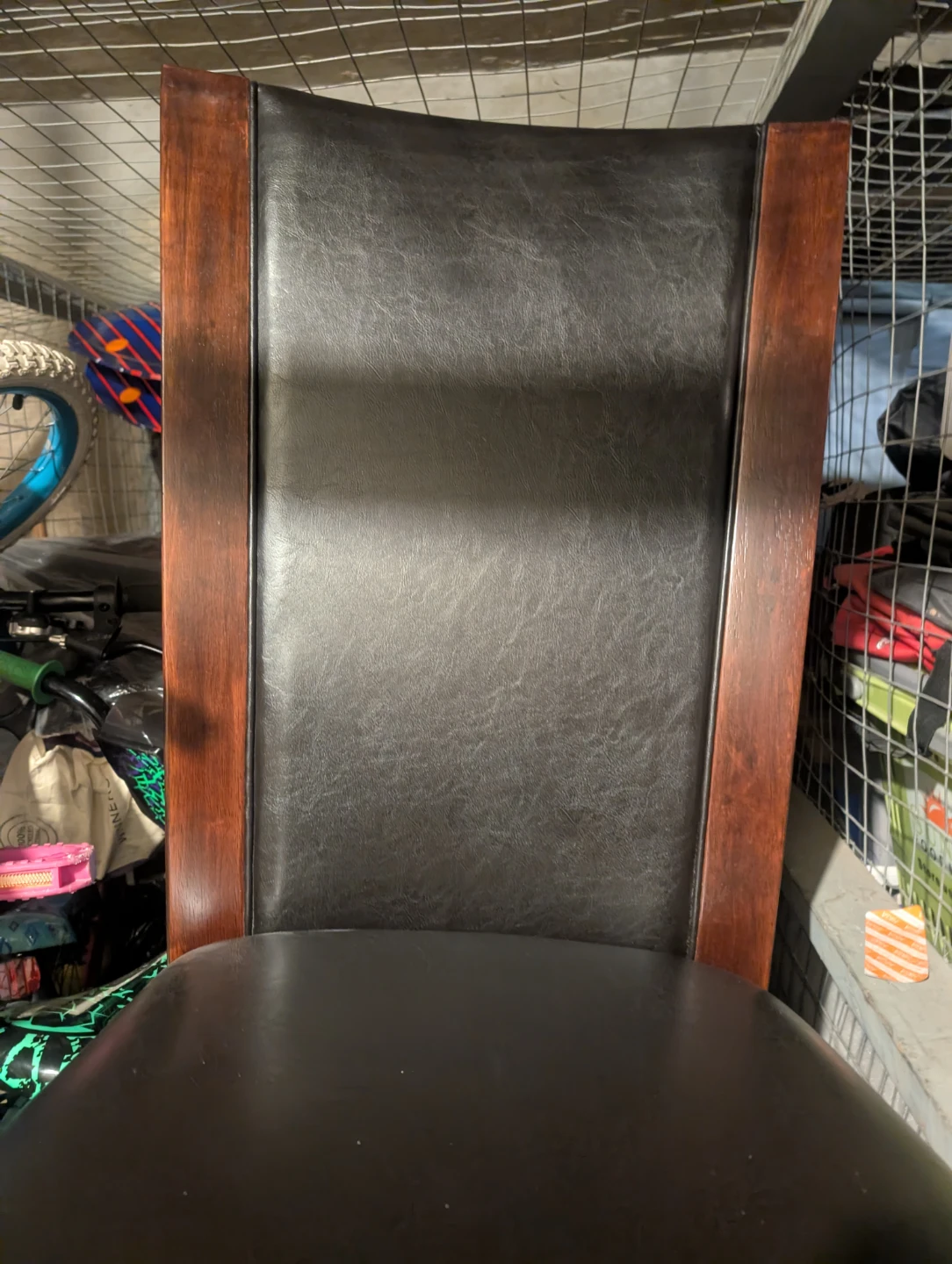 Dining Chair with Dark Wood Frame and Black Faux Leather Seat - photo 2
