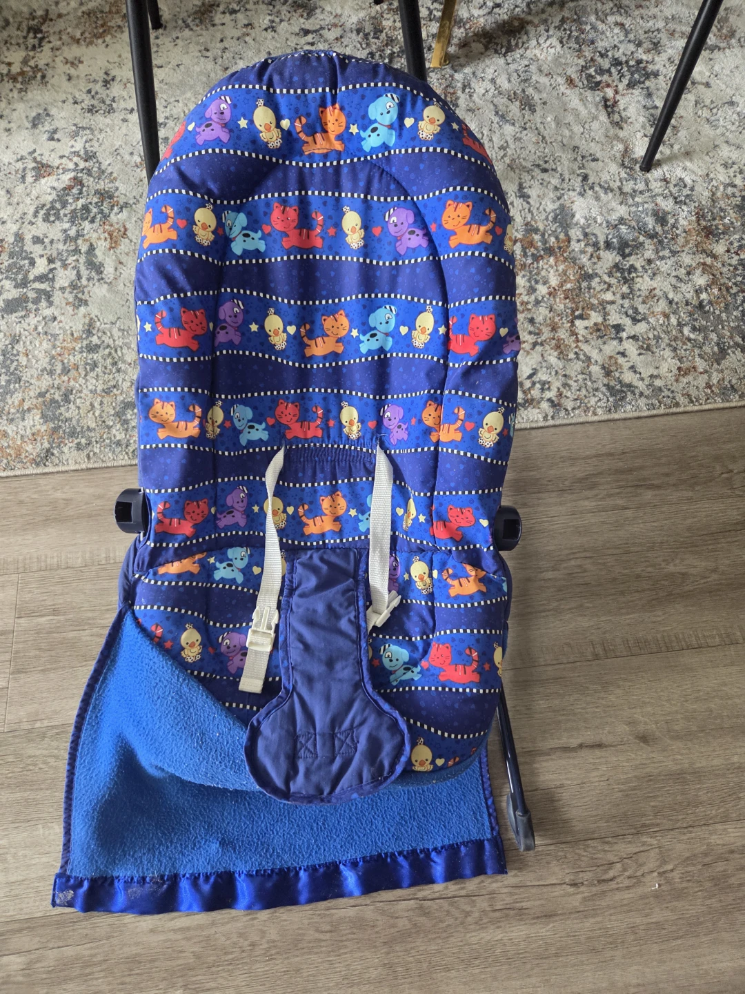 Blue Baby Bouncer Seat with Animal Print