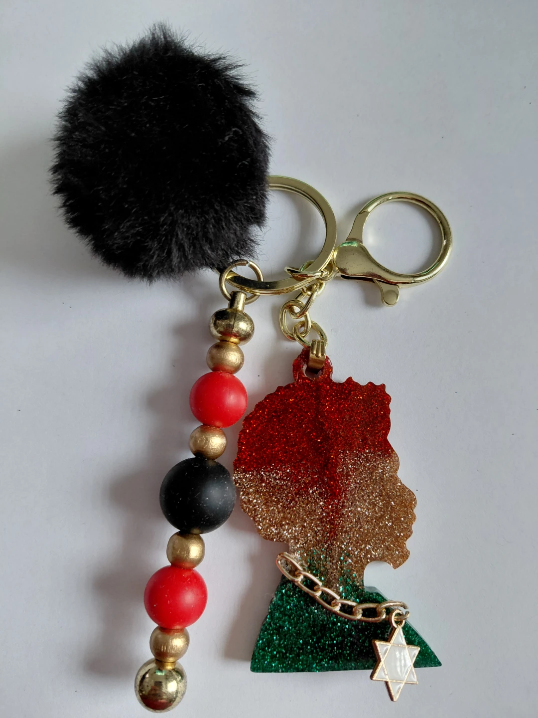 Keychain with Pom Pom and Silhouette Charm