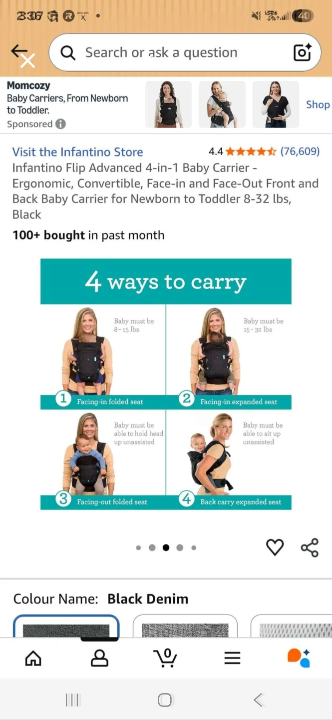 Infantino Flip Advanced 4-in-1 Baby Carrier - Black Denim - photo 4