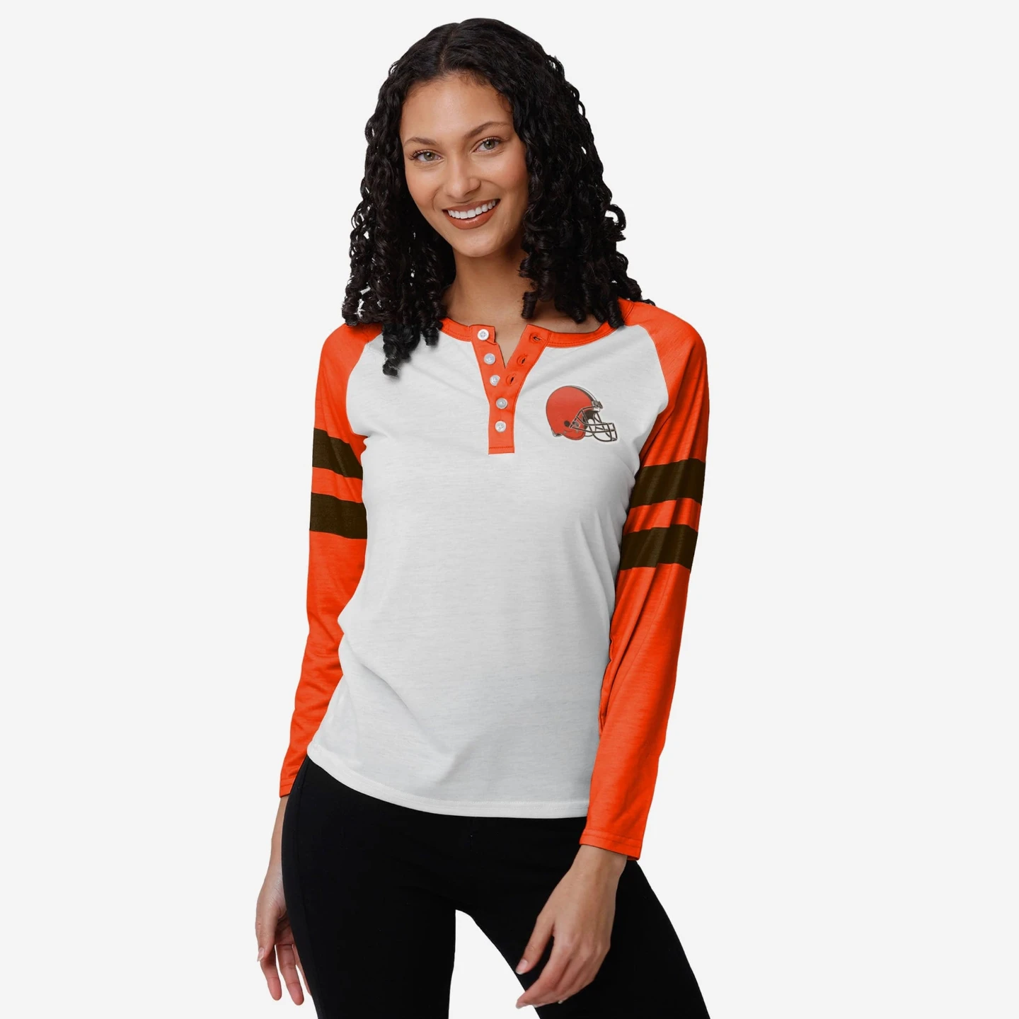 Cleveland Browns Long Sleeve Henley Shirt (Size L)
