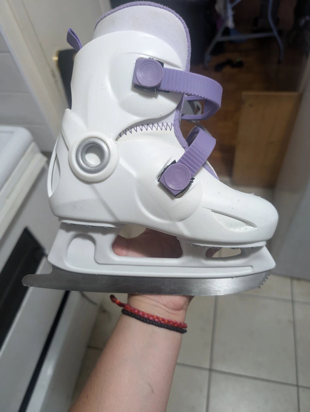 Oxelo Adjustable Ice Skates - White/Purple Size 28-30 - photo 4