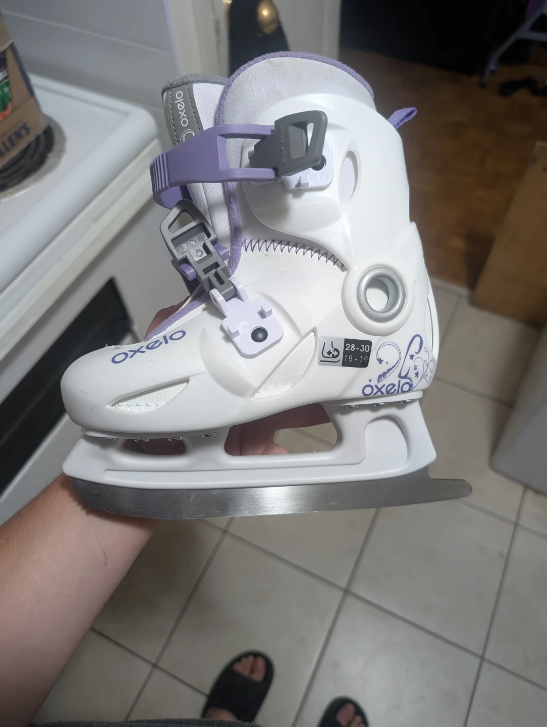 Oxelo Adjustable Ice Skates - White/Purple Size 28-30 - photo 5