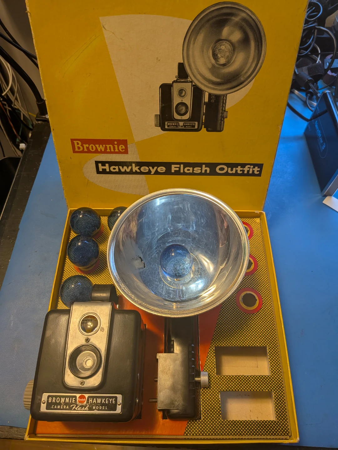 Kodak Brownie Hawkeye with original box and bulbs