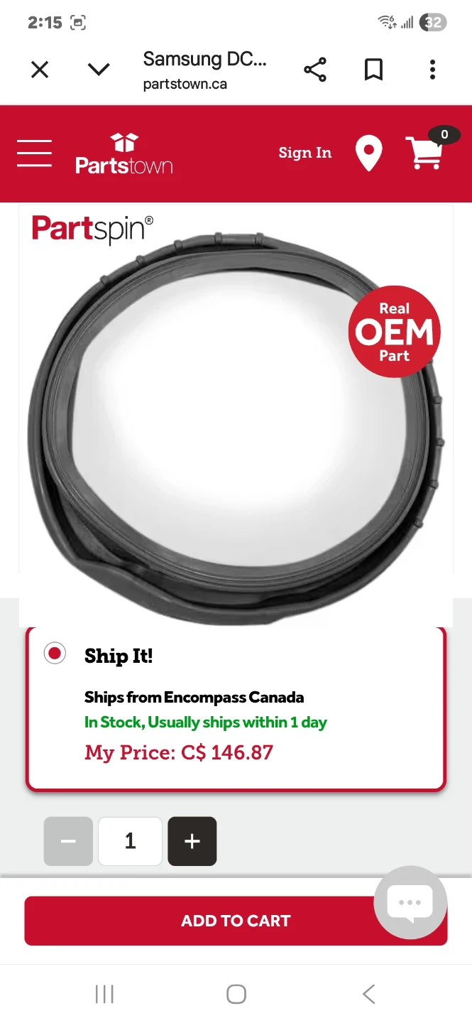Samsung Door Gasket / Seal - Partspin