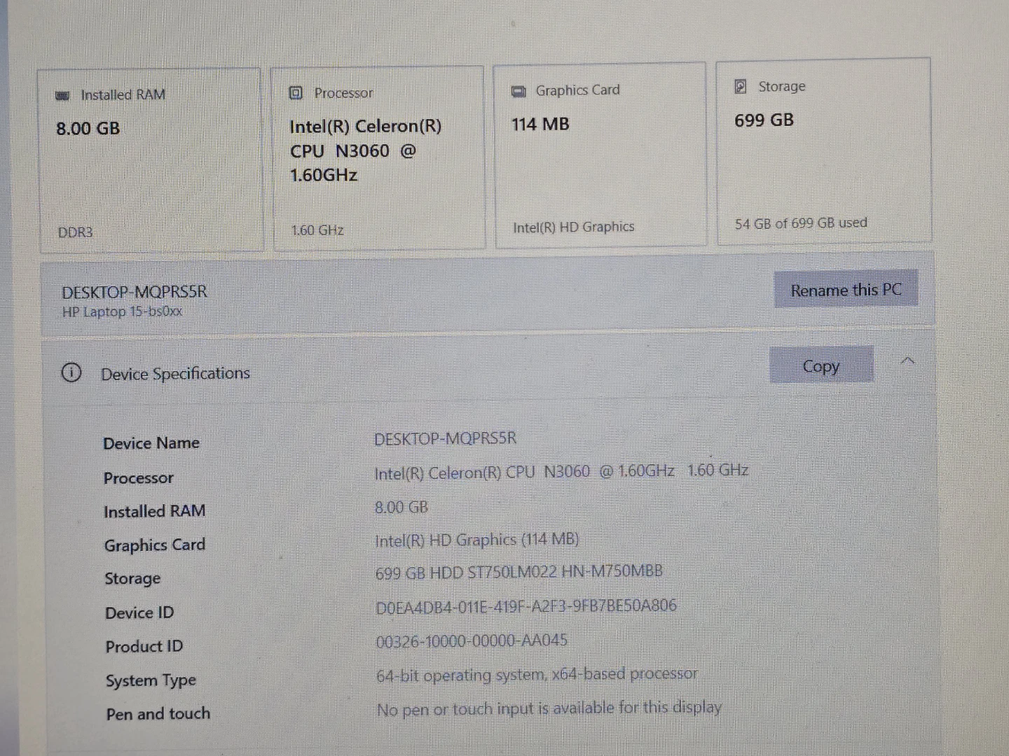 HP Laptop 15-bs0xx Desktop-MQPR5SR - photo 2