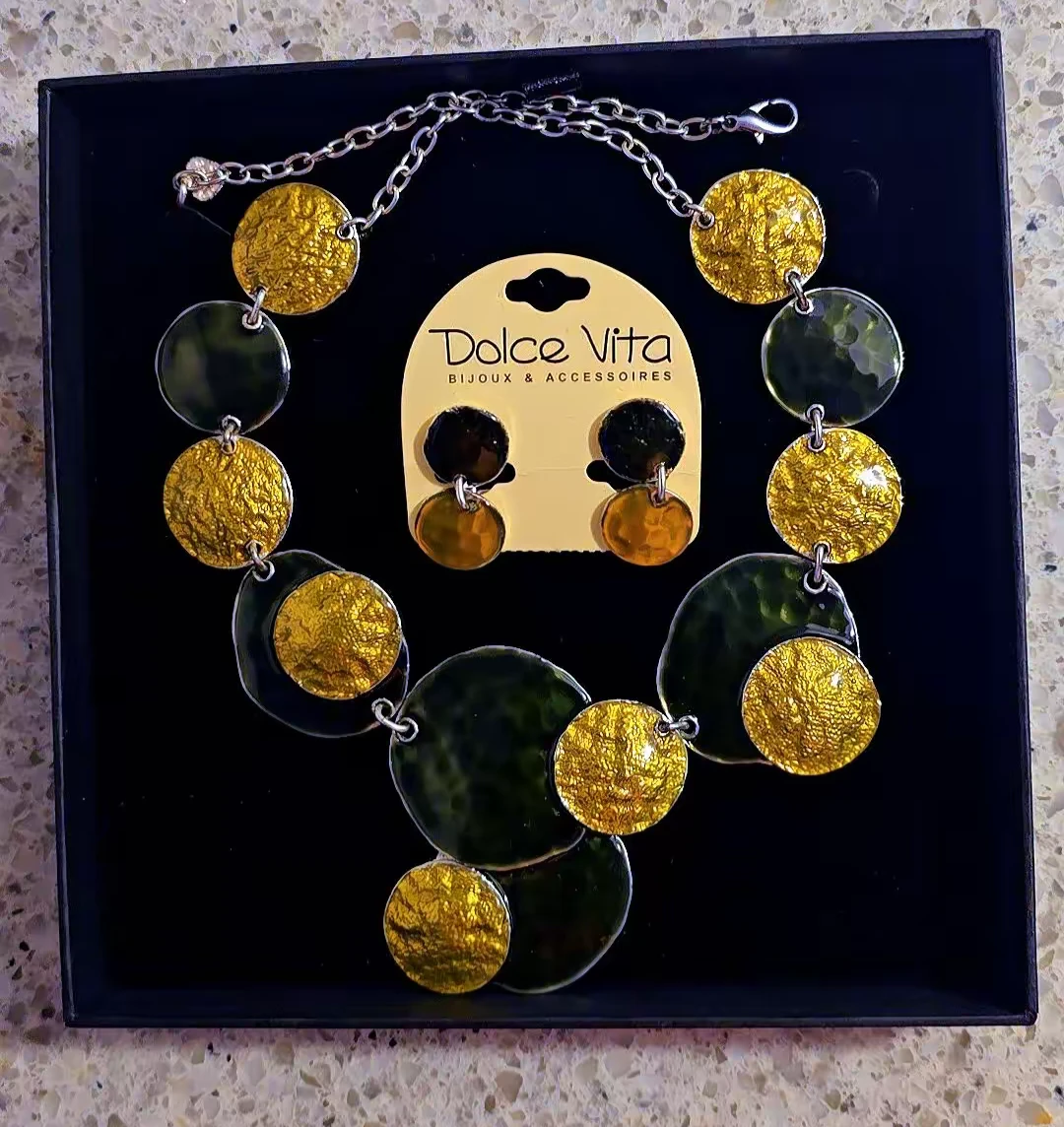 Dolce Vita French Vintage Costume Jewelry (Necklace + Earrings)