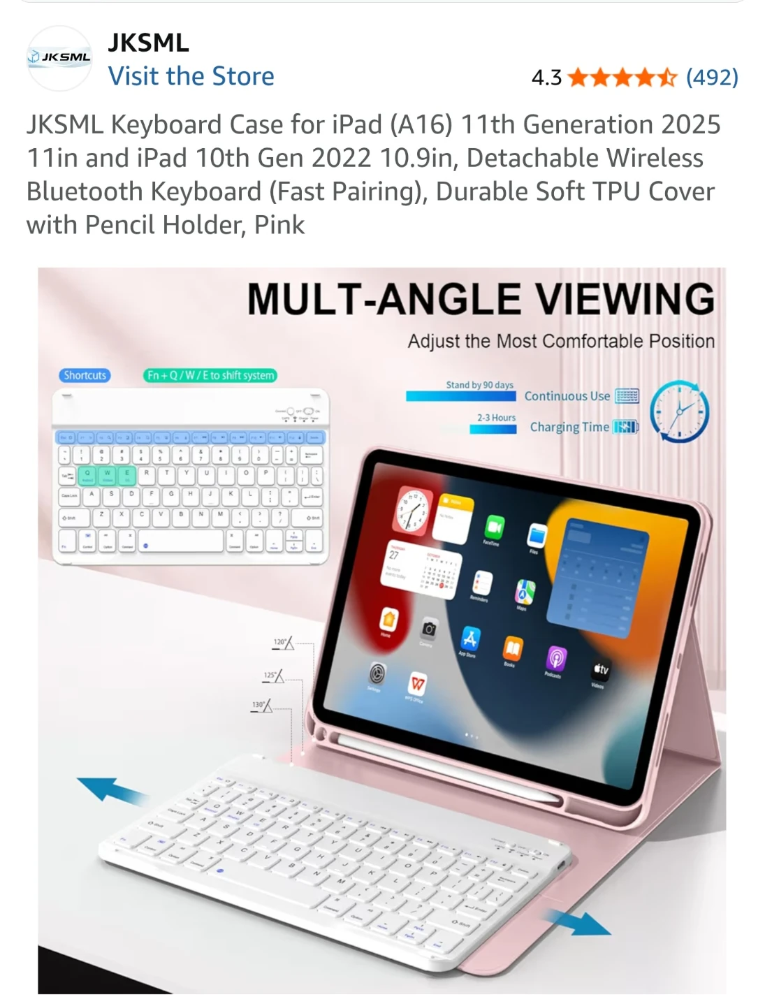 JKŞML Pink Keyboard Case for iPad 10th/11th Gen - photo 4
