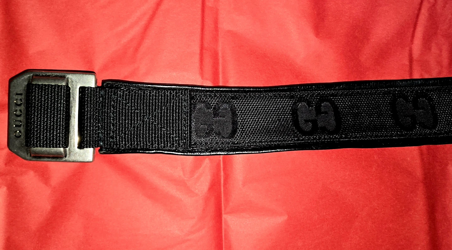 Gucci Black GG Canvas Belt with Silver Buckle - photo 2