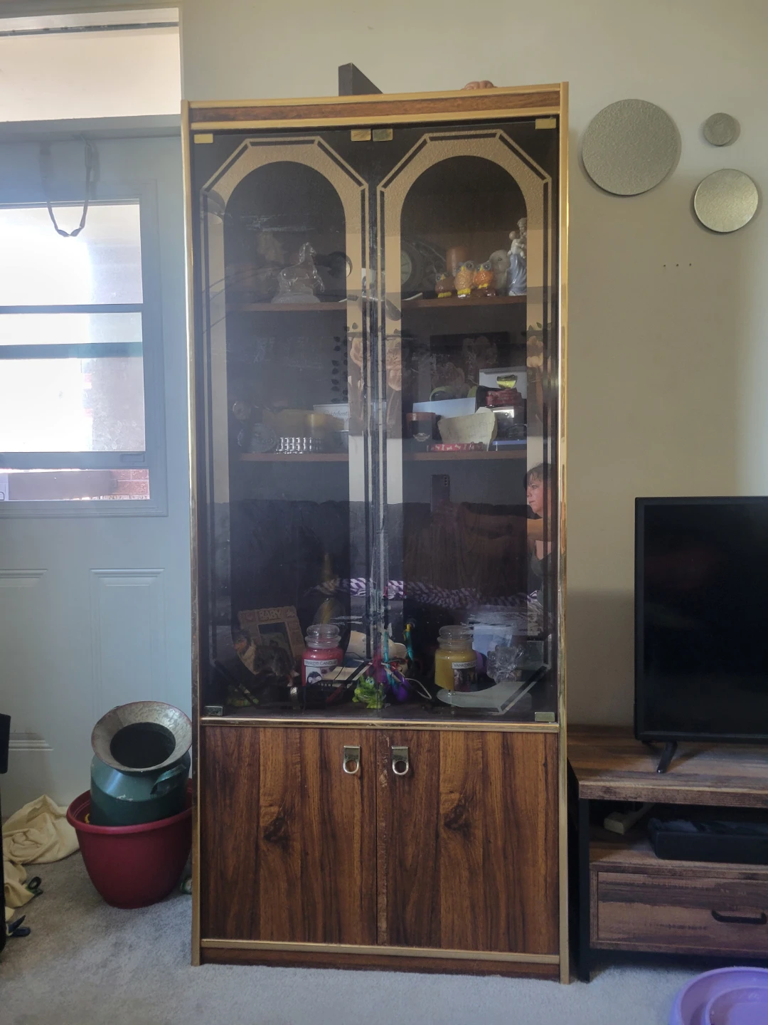 Vintage Display Cabinet with Glass Doors