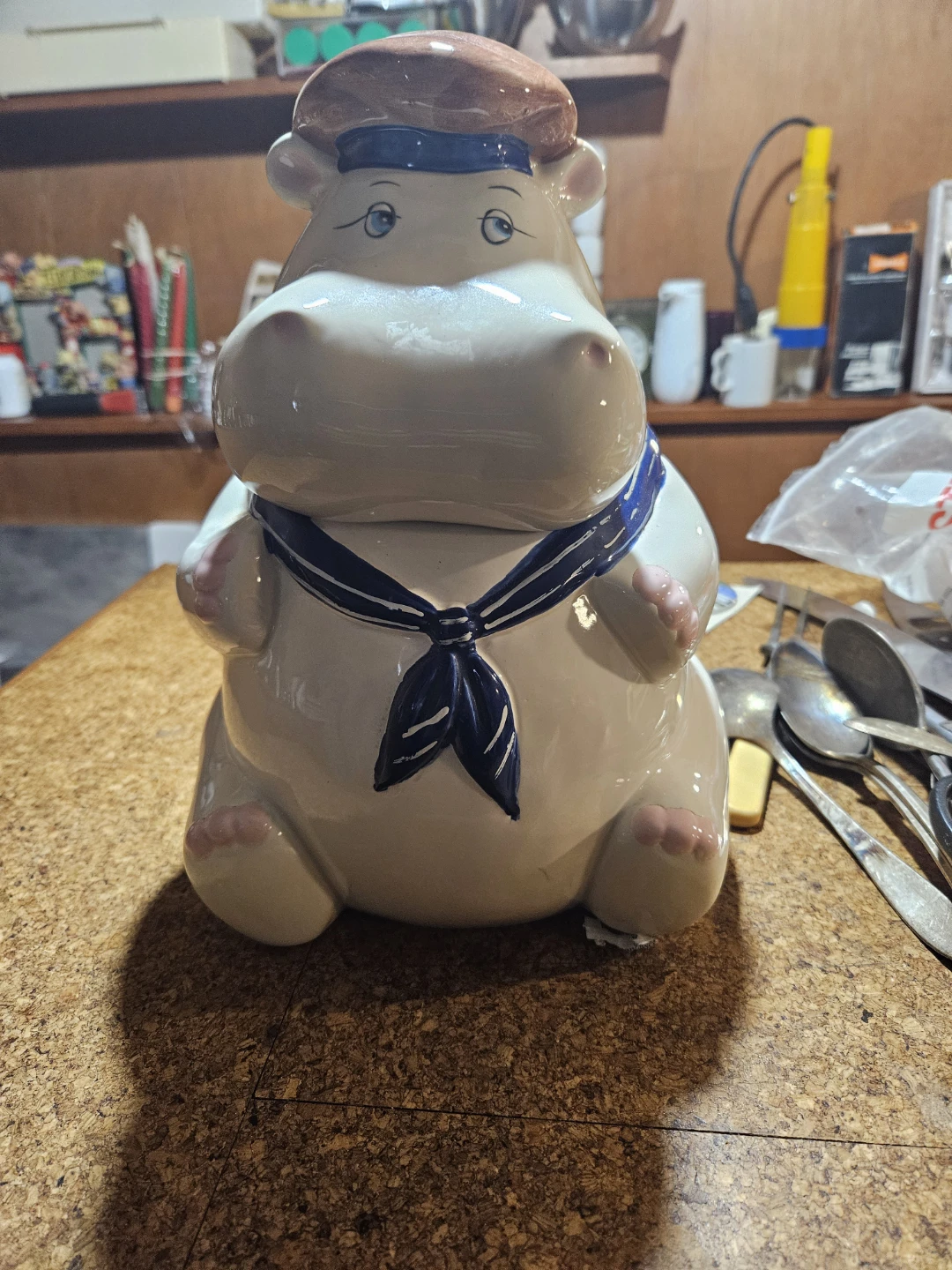 Nautical Hippo Ceramic Cookie Jar - photo 2
