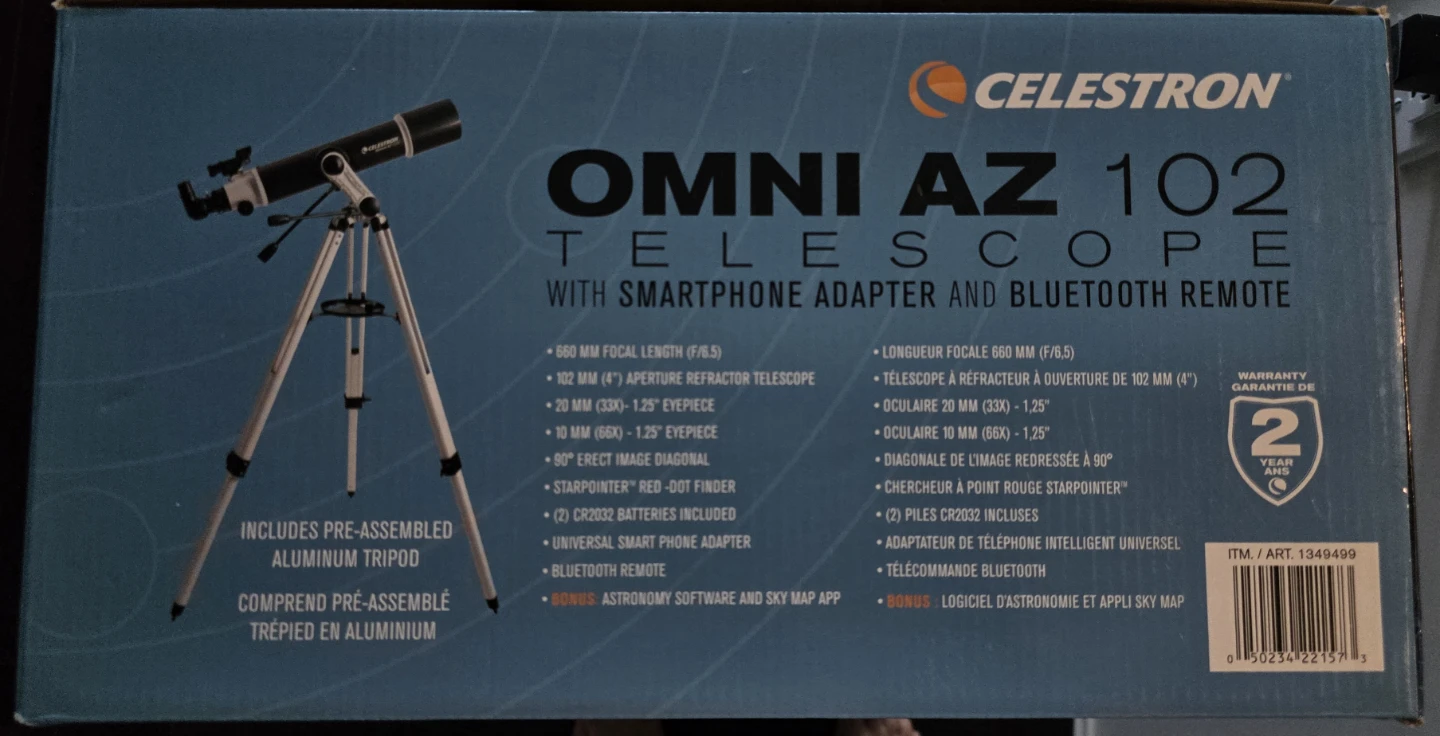 Celestron Omni AZ 102 Telescope w/Smartphone Adapter & BT Remote - photo 3