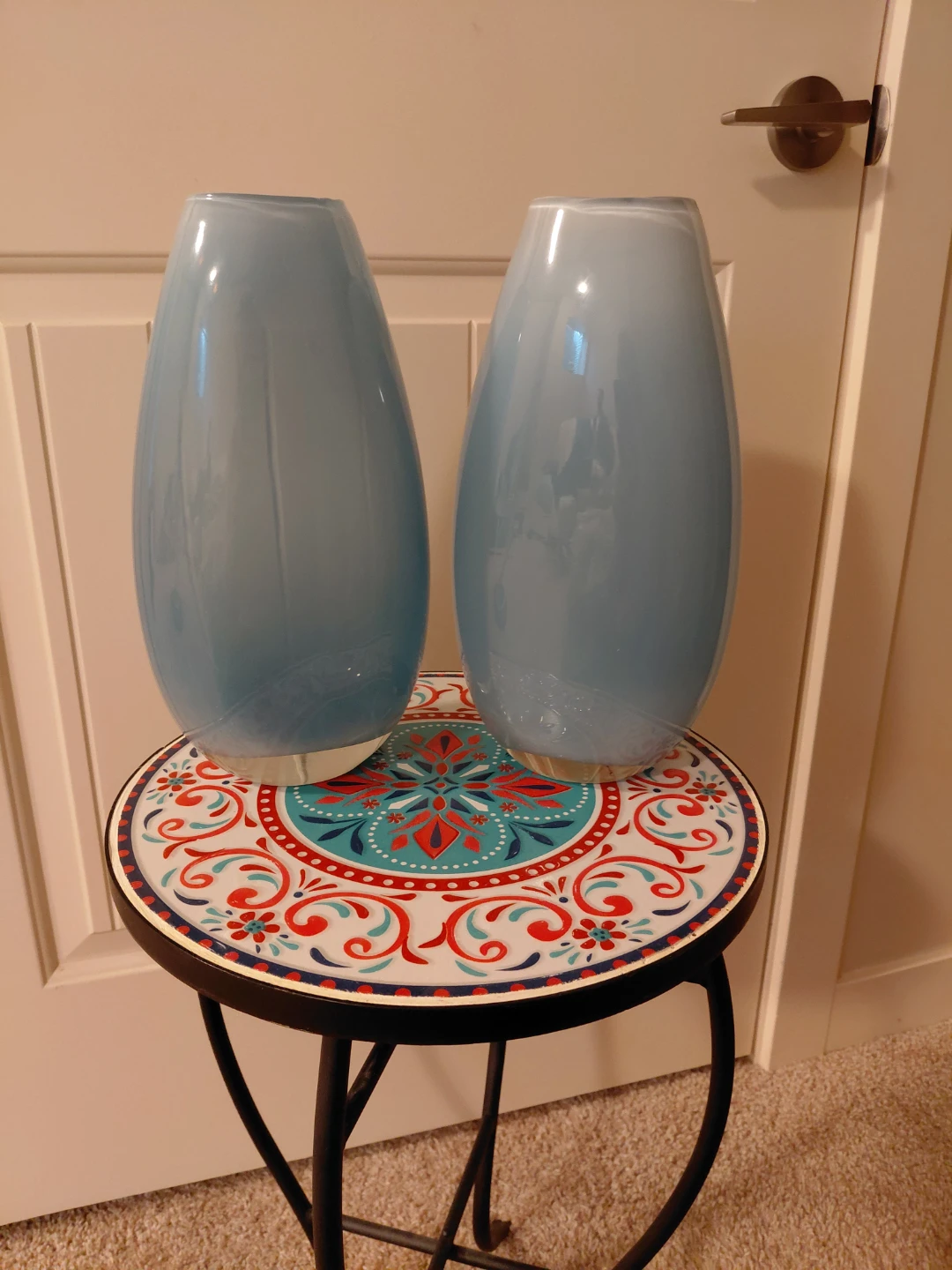 Pair of Blue Ombre Glass Vases
