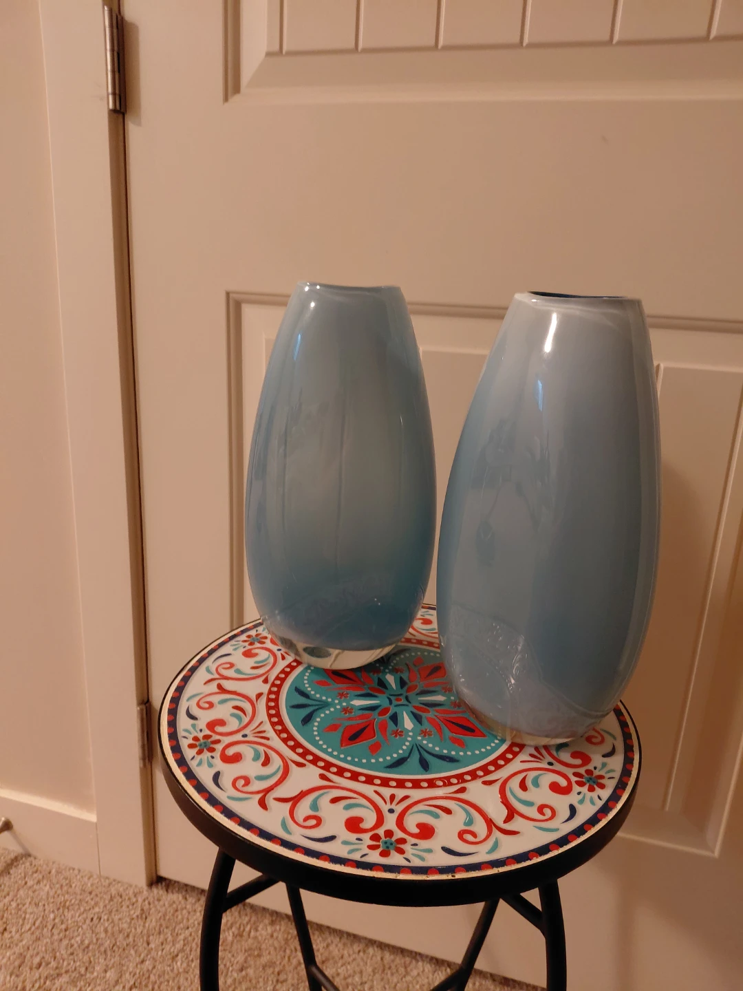 Pair of Blue Ombre Glass Vases - photo 2