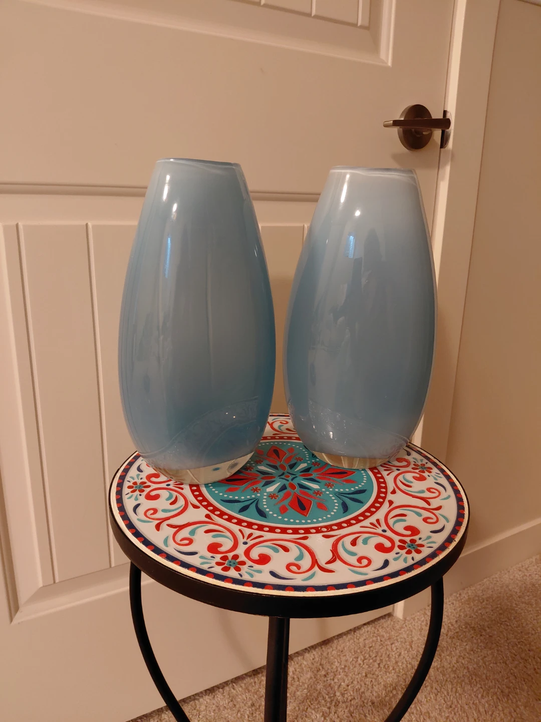 Pair of Blue Ombre Glass Vases - photo 3