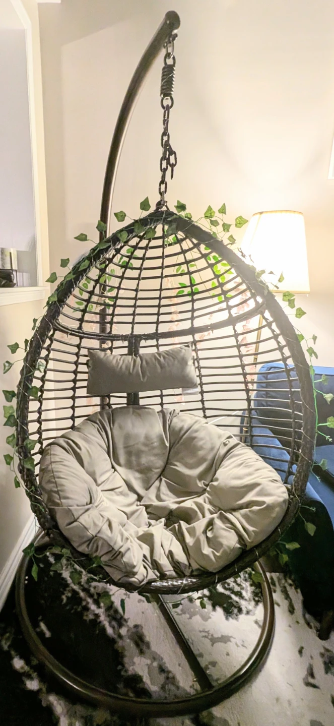 Wicker Hanging Egg Chair with Cushions - photo 2