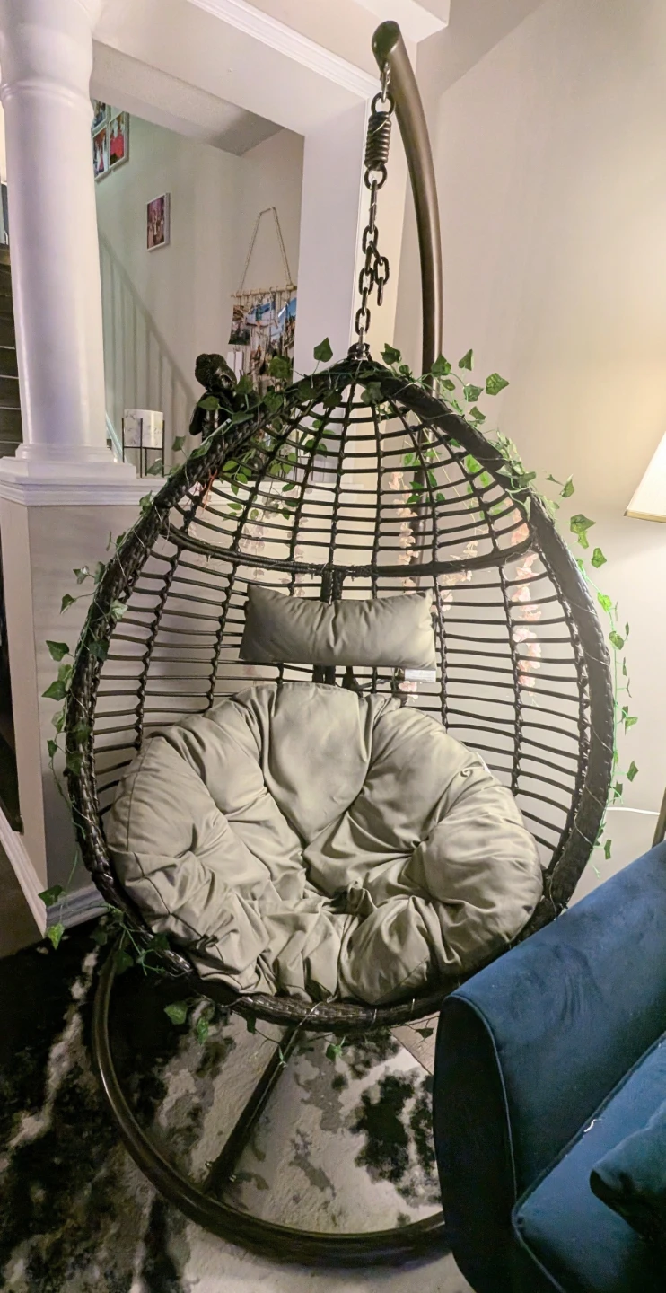 Wicker Hanging Egg Chair with Cushions - photo 3