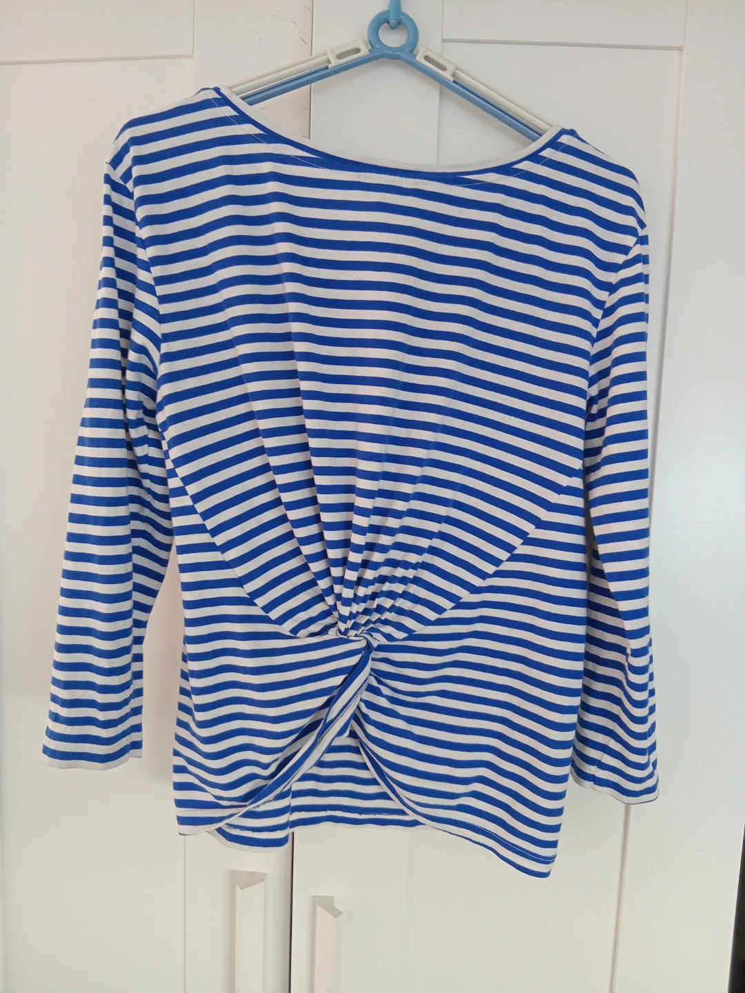 J. Crew Blue & White Striped Twist Back Long Sleeve Top Size 8 - photo 3
