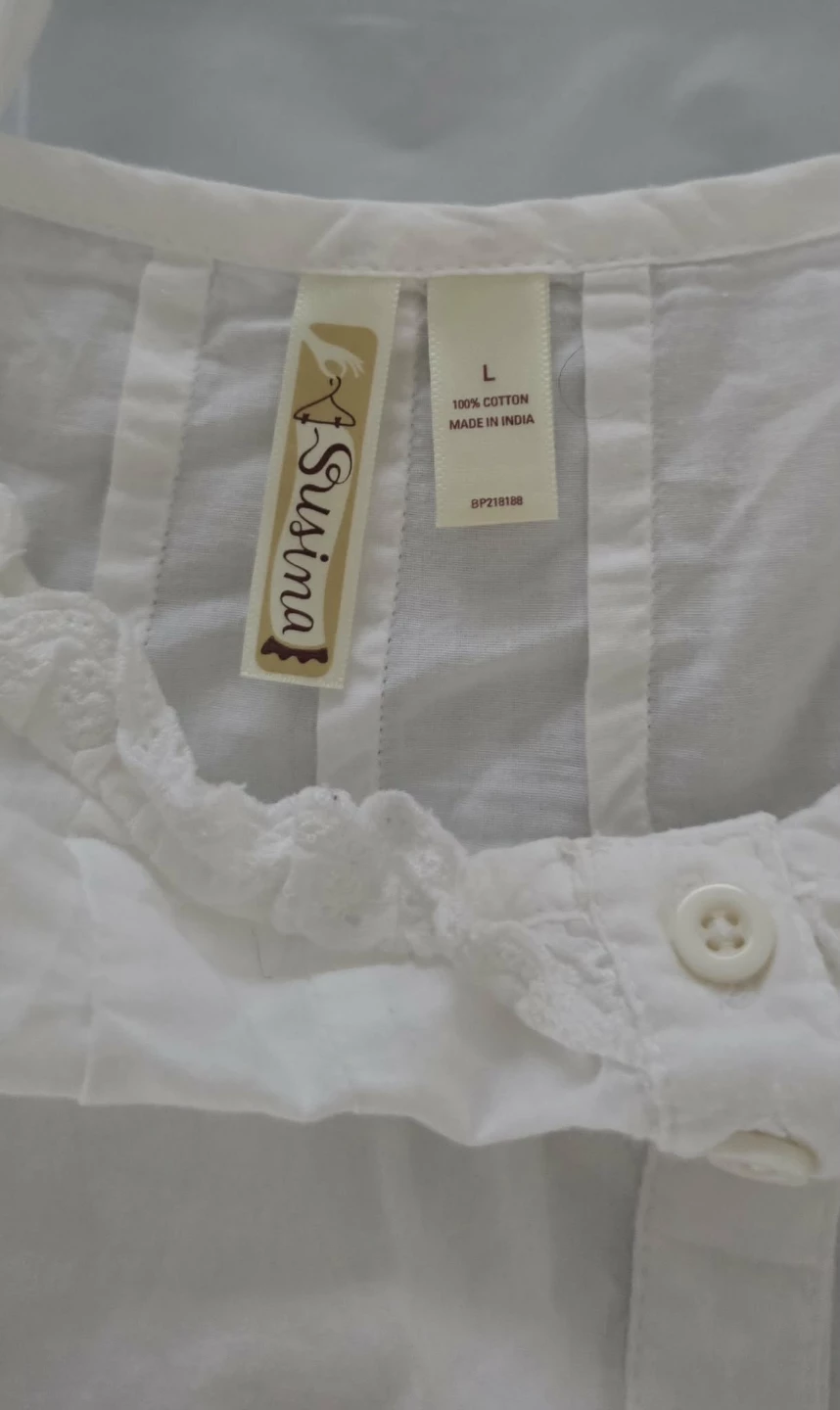White Cotton Camisole top with Ruffle Trim - Size L - photo 2