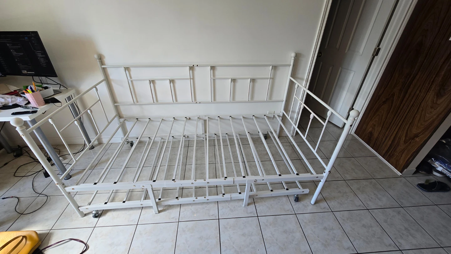 White Metal Daybed Frame with Trundle - photo 4