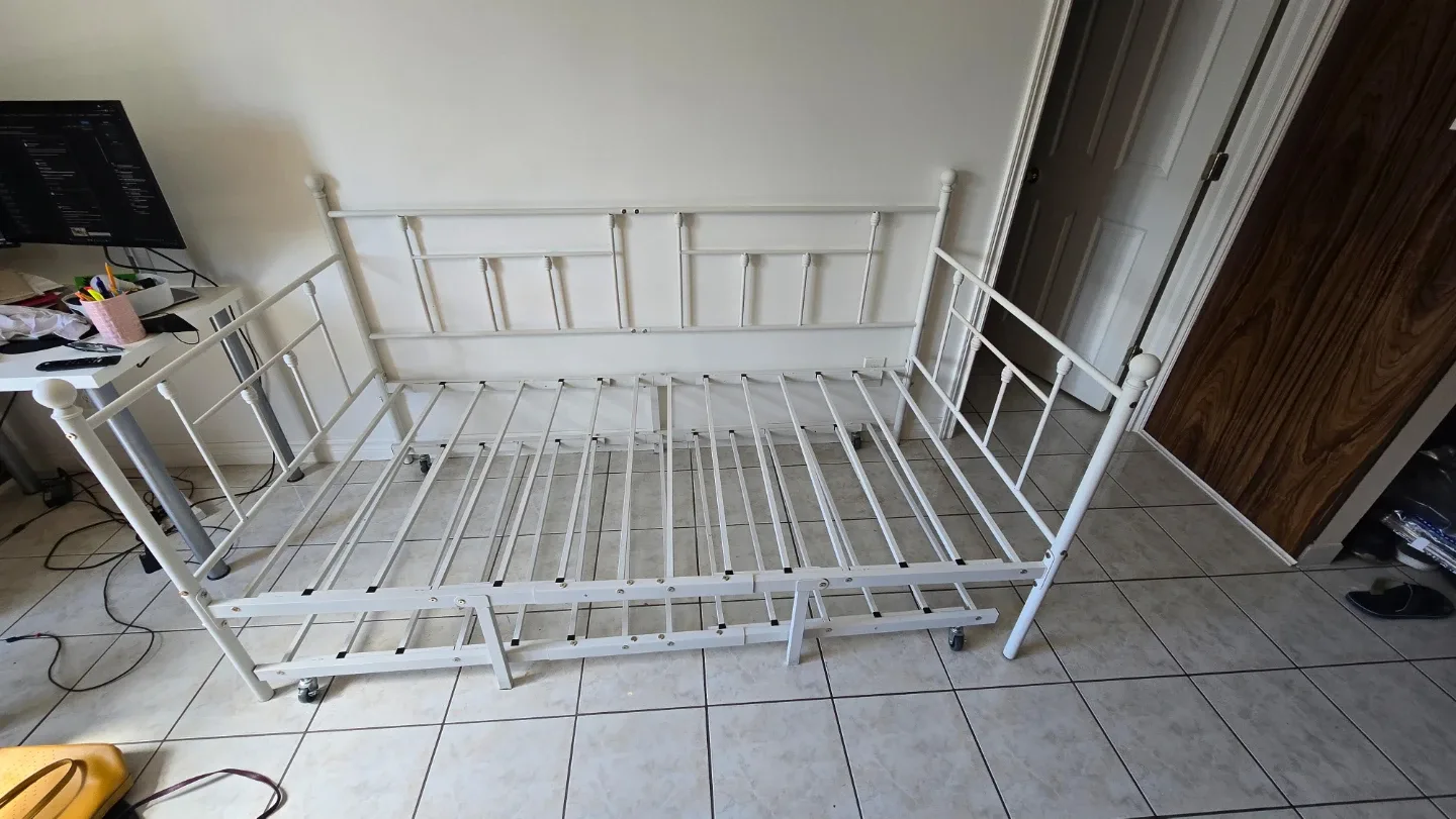 White Metal Daybed Frame with Trundle - photo 4