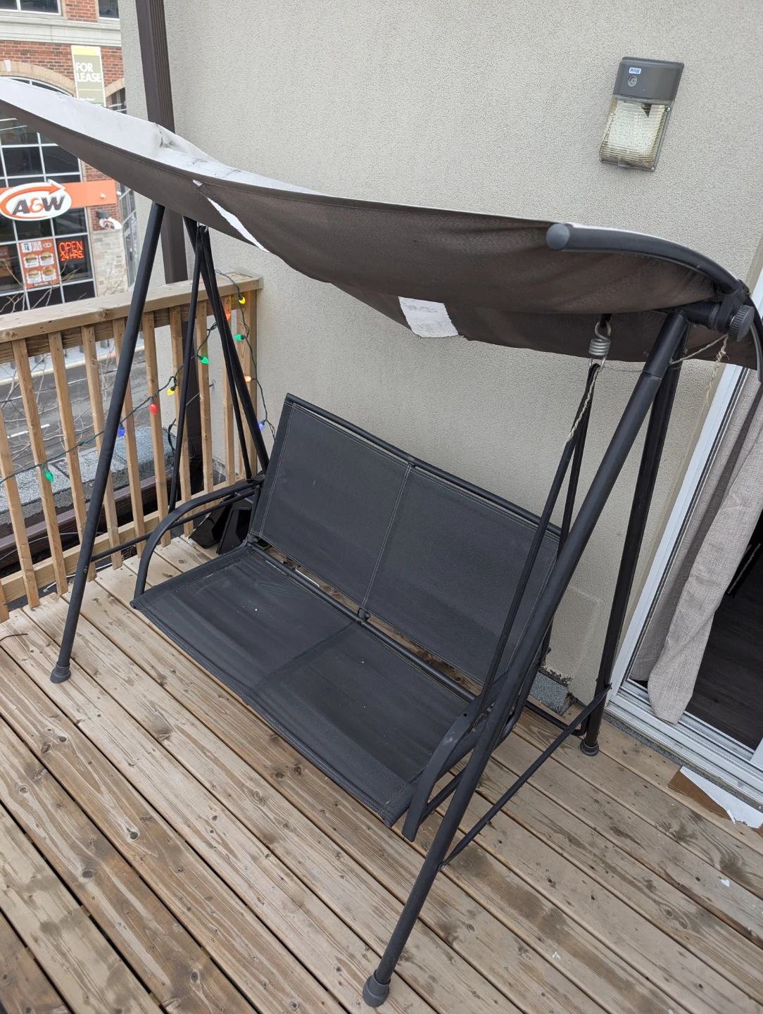 Black Outdoor Swing Chair with Canopy