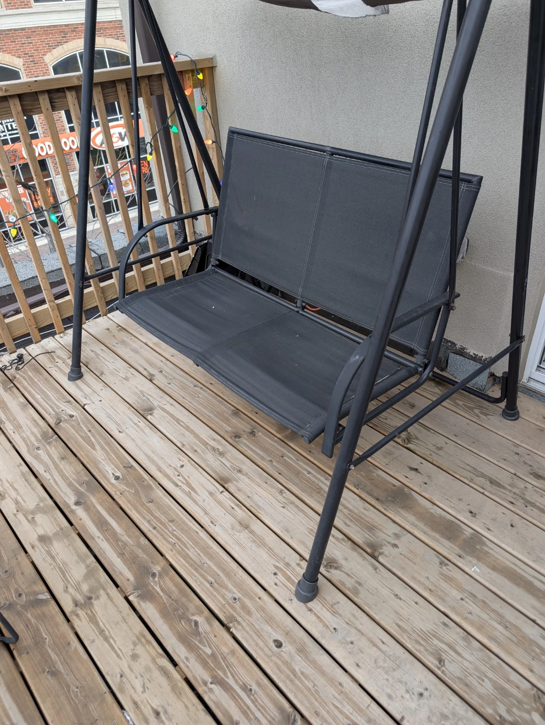 Black Outdoor Swing Chair with Canopy - photo 2