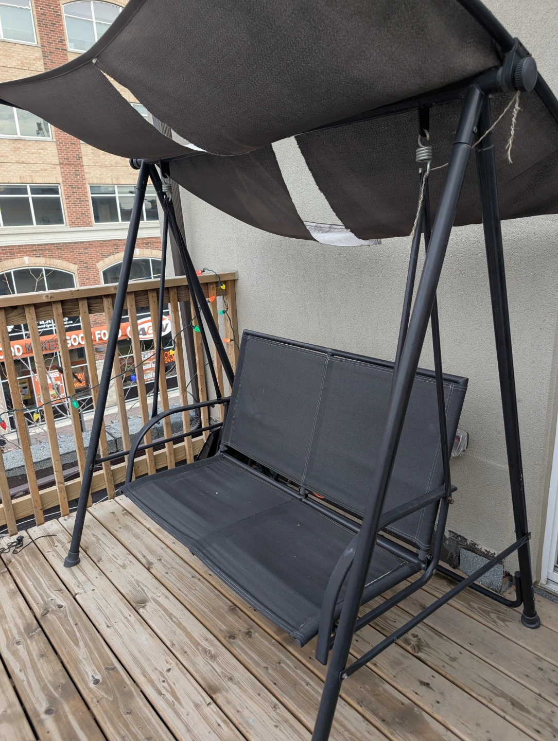 Black Outdoor Swing Chair with Canopy - photo 3