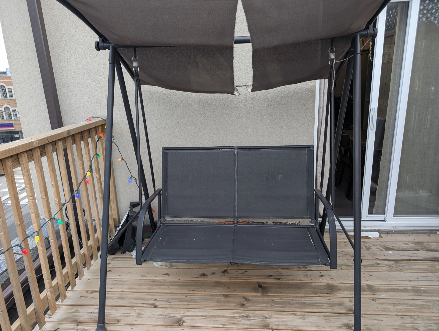 Black Outdoor Swing Chair with Canopy - photo 4