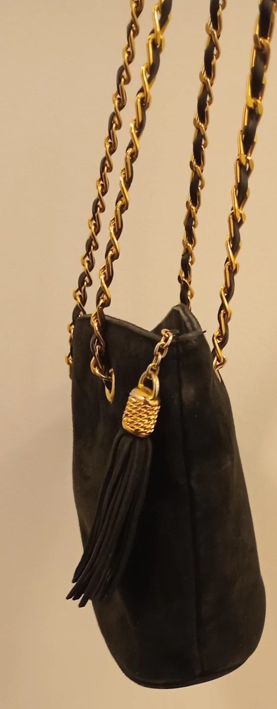 Susan London Black Suede & Leather Chain Shoulder Bag - photo 2