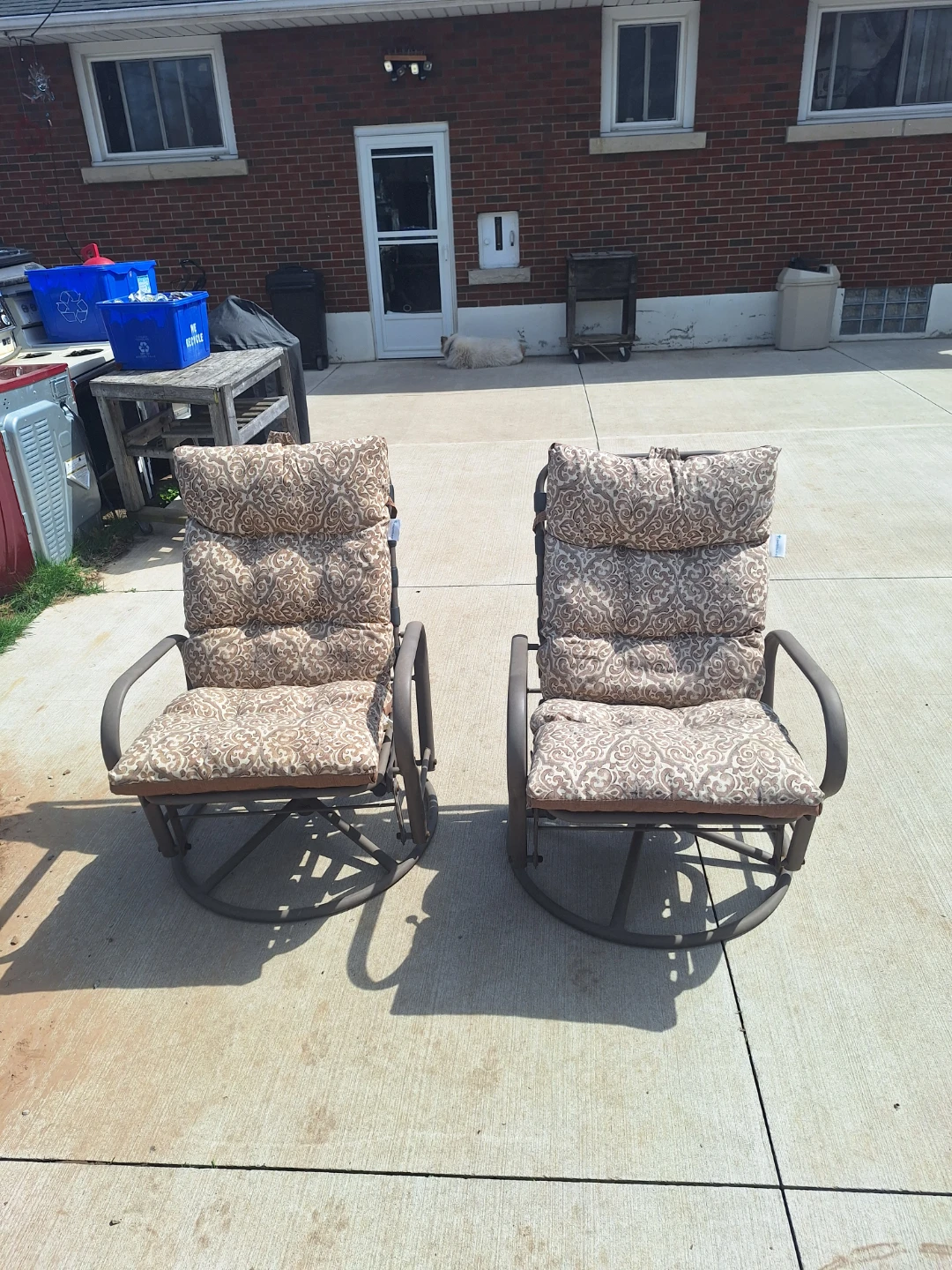 Set of 2 Patio Swivel Rocker Chairs with Cushions