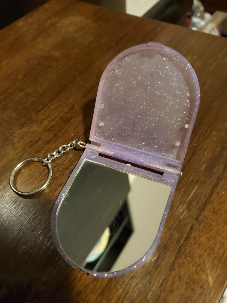 Purple Glitter Compact Mirror Keychain - photo 2