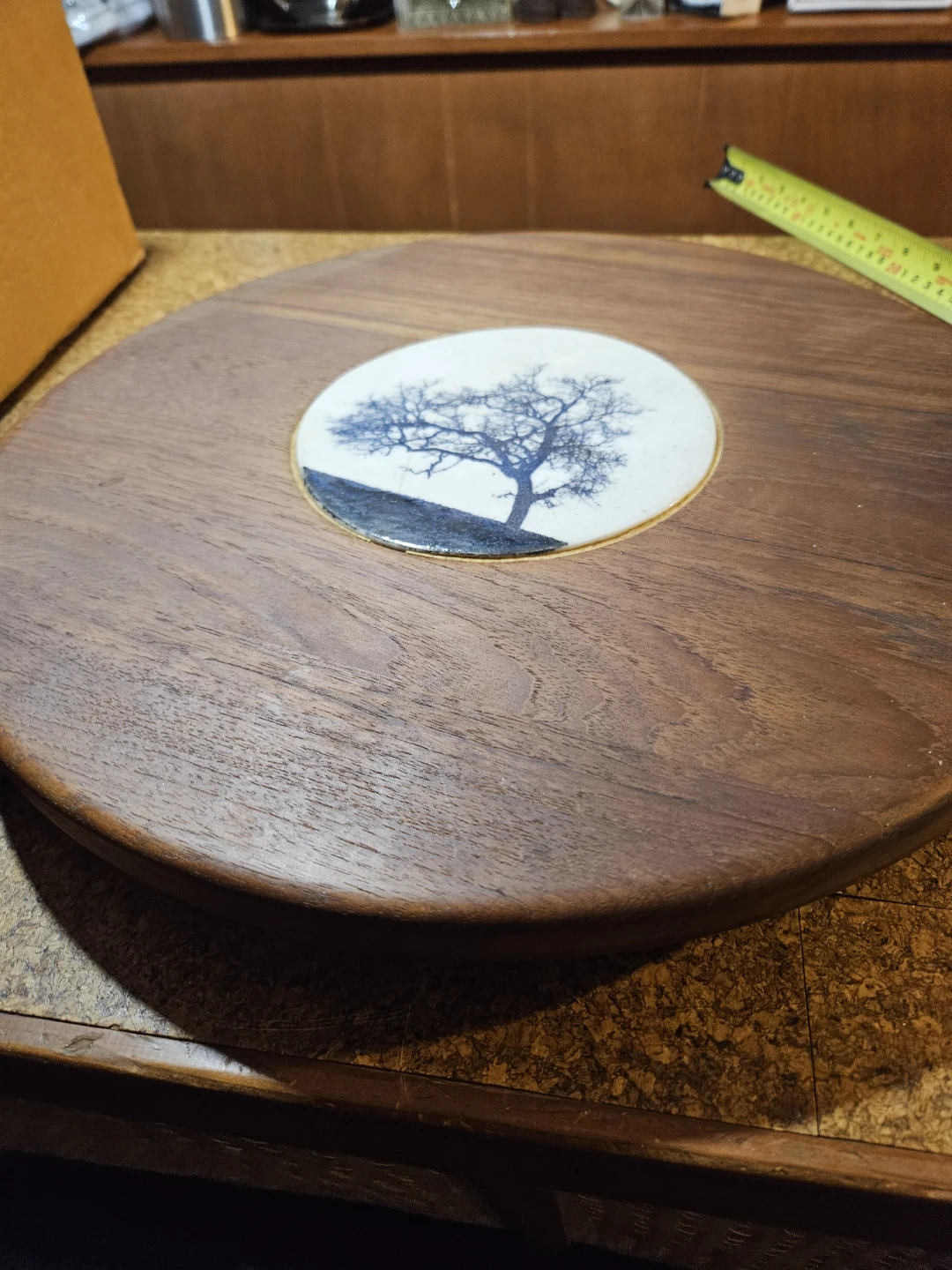 Wooden Lazy Susan with Tree Design - photo 5