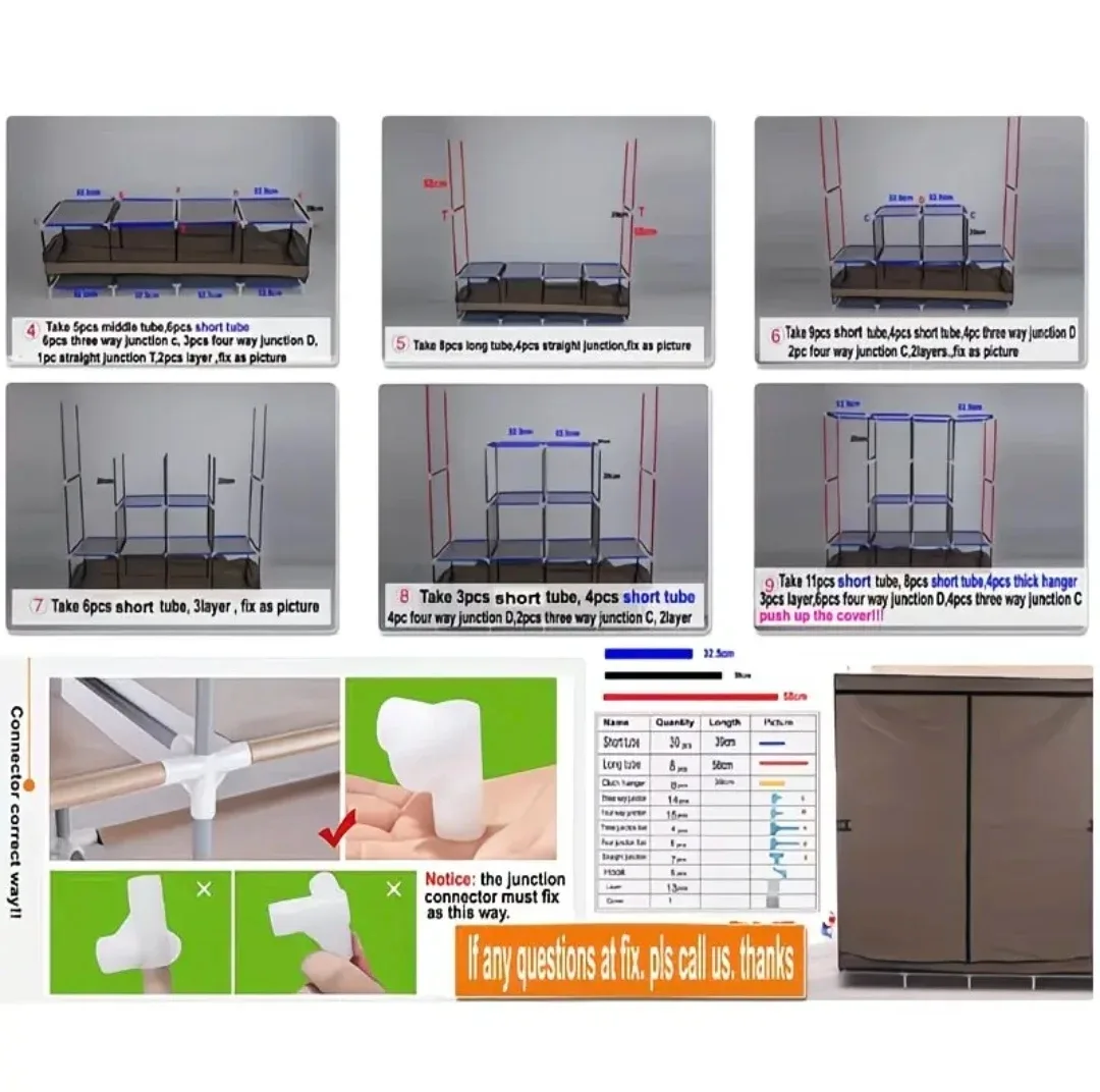 Grey Portable Wardrobe Clothes Storage Organizer - photo 4