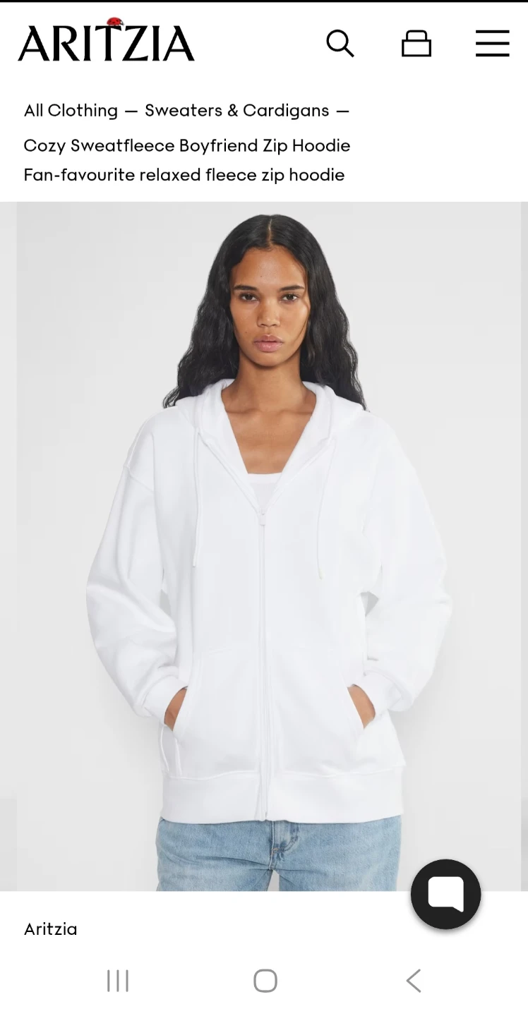 ARITZIA Cozy Sweatfleece Boyfriend Zip Hoodie - White - XS - photo 5