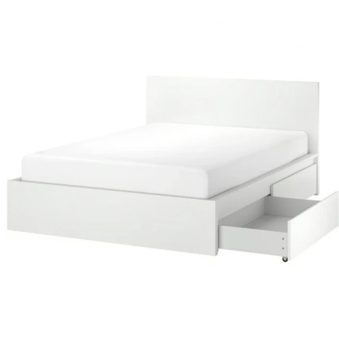 IKEA QUEEN SIZE WHITE Bed Frame with Storage Drawers