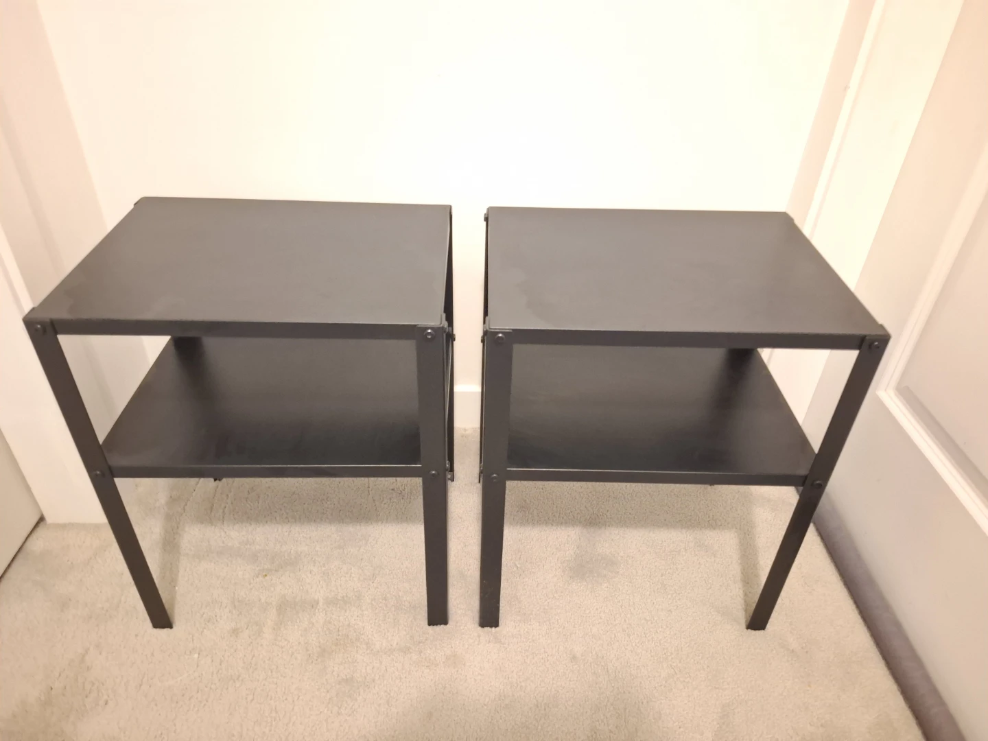 Set of 2 Black Metal Side Tables