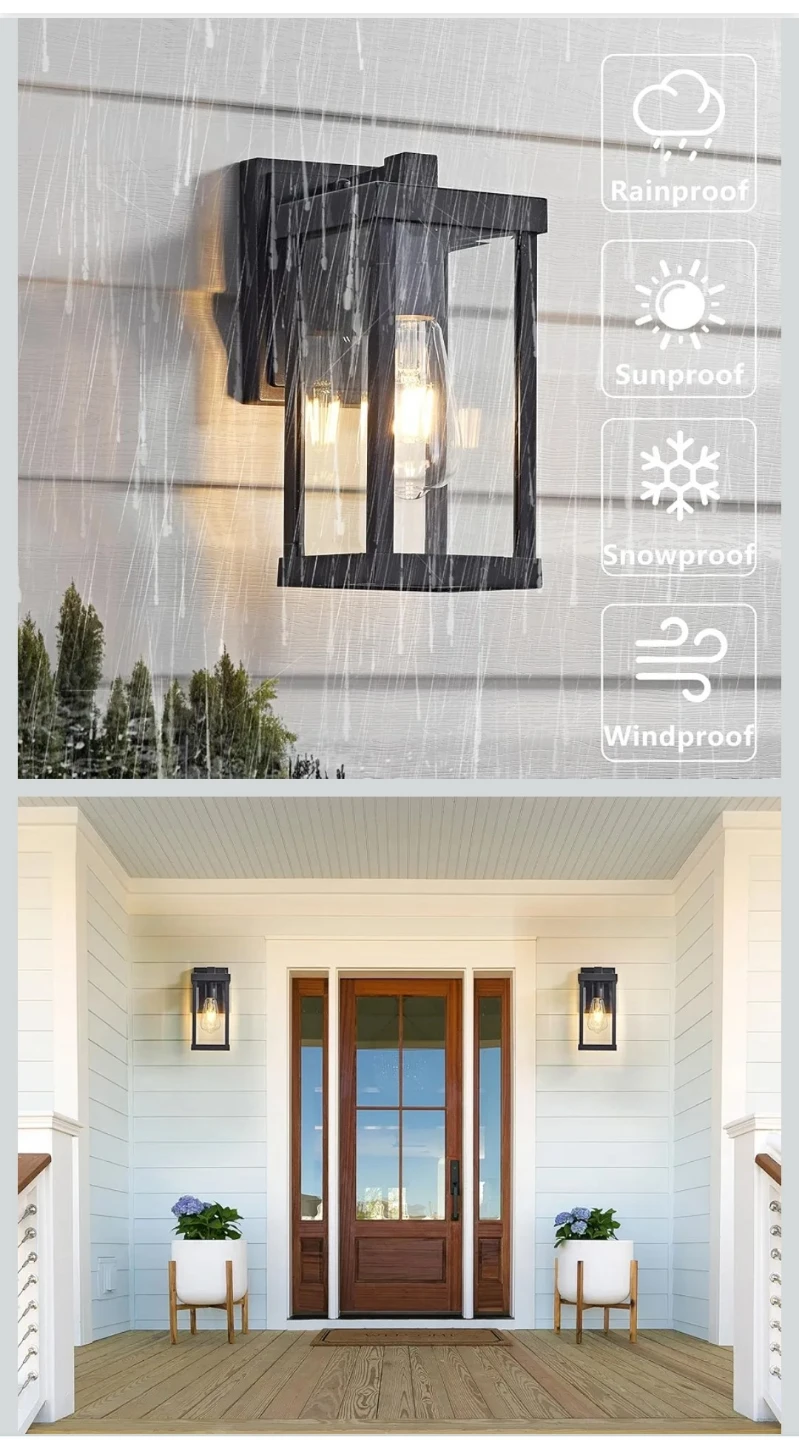 Outdoor Wall Lantern Light Fixture - Black - photo 2