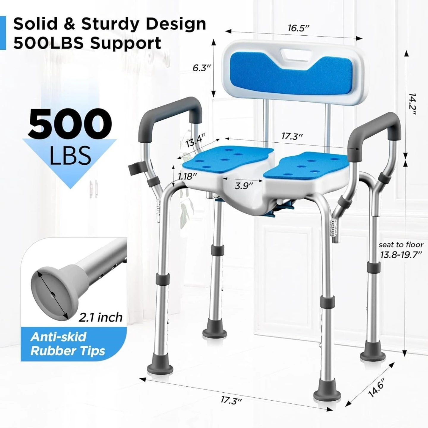 Adjustable Shower Chair with Back and Arms
