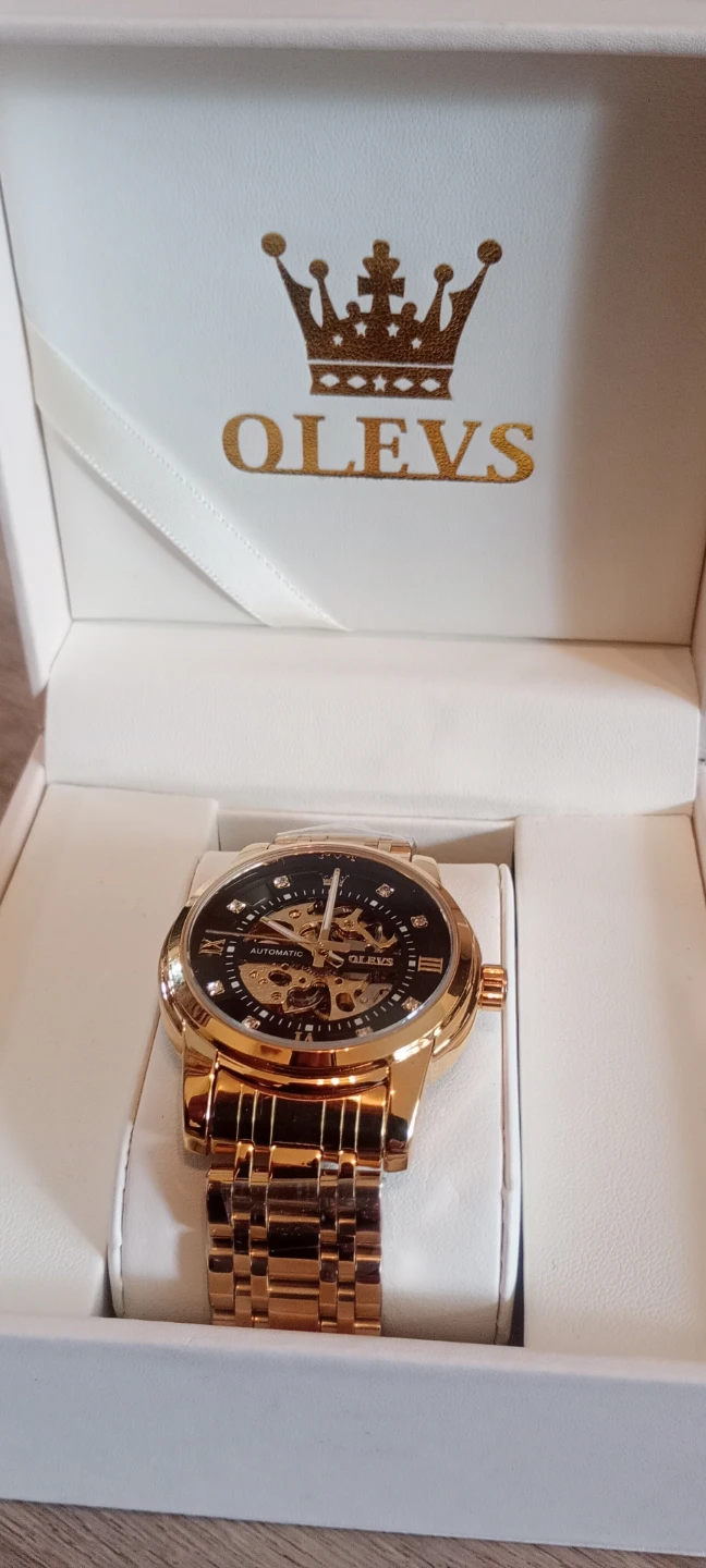 Olevs Automatic Gold Skeleton Watch