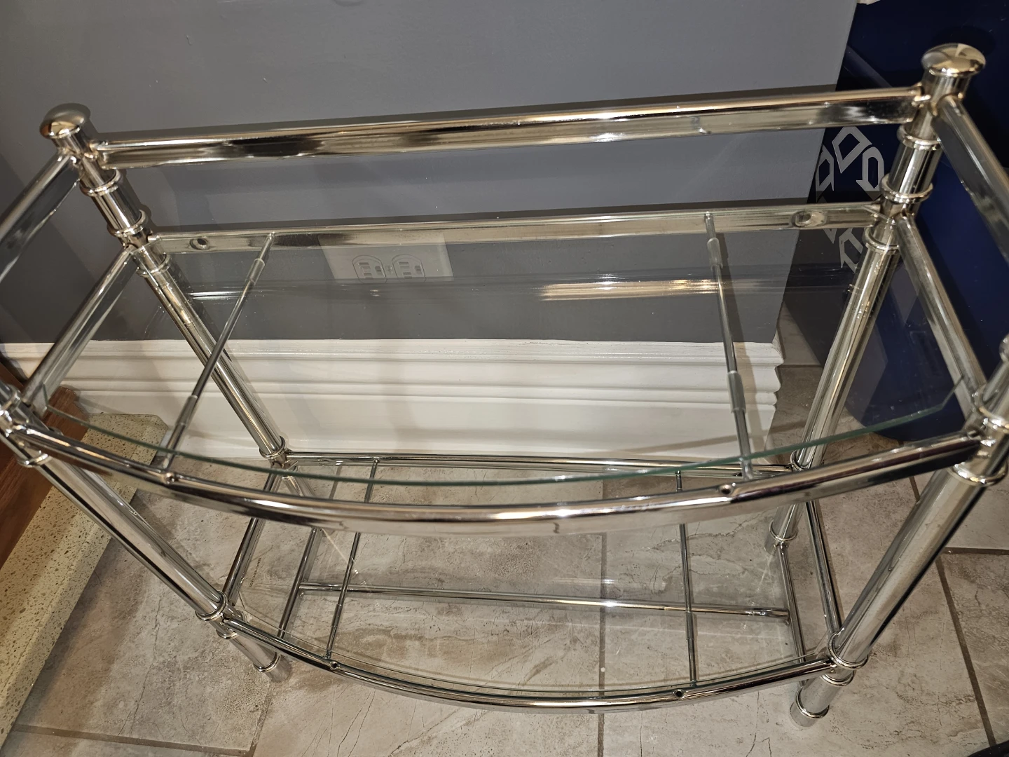 Chrome and Glass 2-Tier Shelf Unit - photo 2