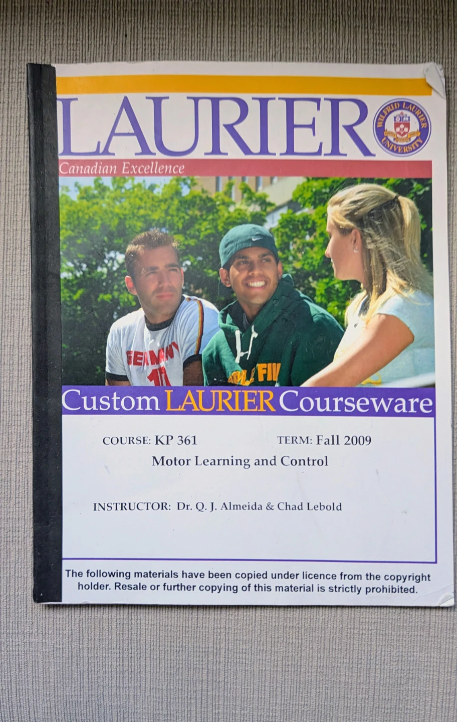 Wilfrid Laurier  Motor Learning and Control Course Package