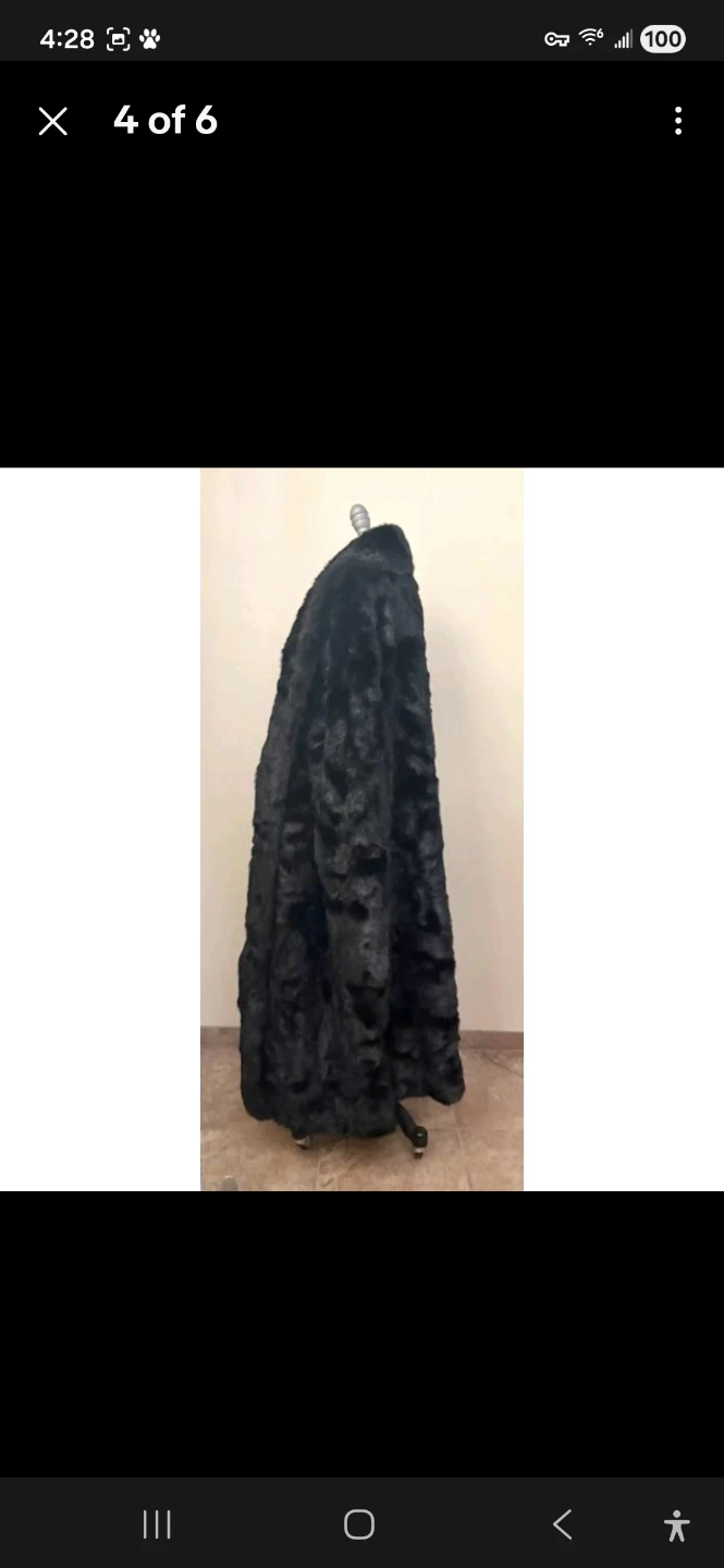 Dennis Basso 1x  Black Faux Fur Long Coat w Leopard Print Lining - photo 4